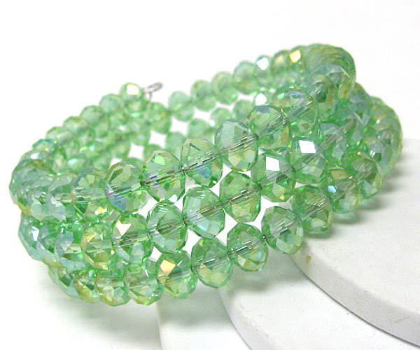 Facet glass bead coiled stretch bracelet