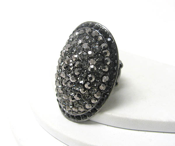 Multi crystal stud oval large stretch ring