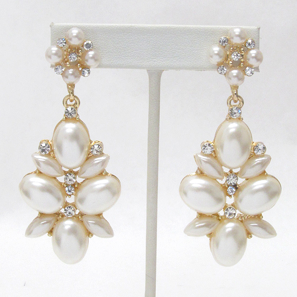 Pearl and crystal mix drop earring