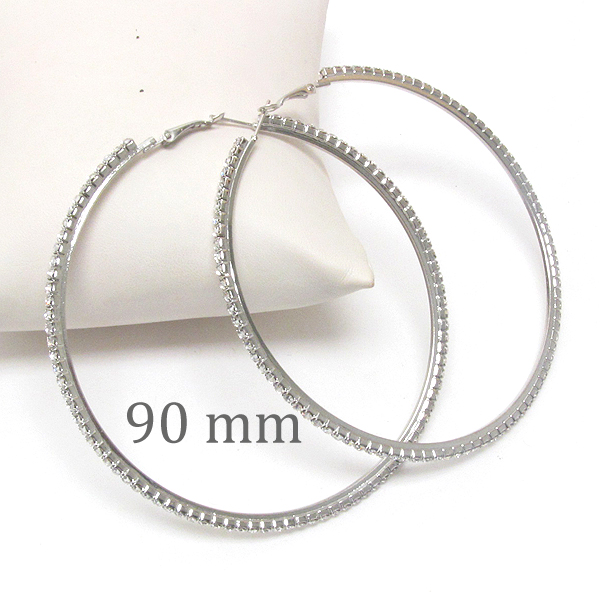 90 mm super large rhinestone hoop earring