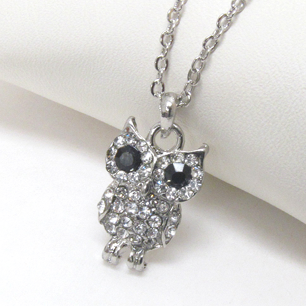 Premier electro plating crsytal deco owl necklace