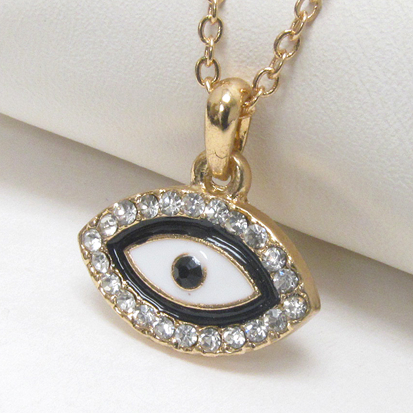 Premier electro plating crystal deco evil eye pendant necklace