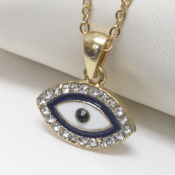 Premier electro plating crystal deco evil eye pendant necklace