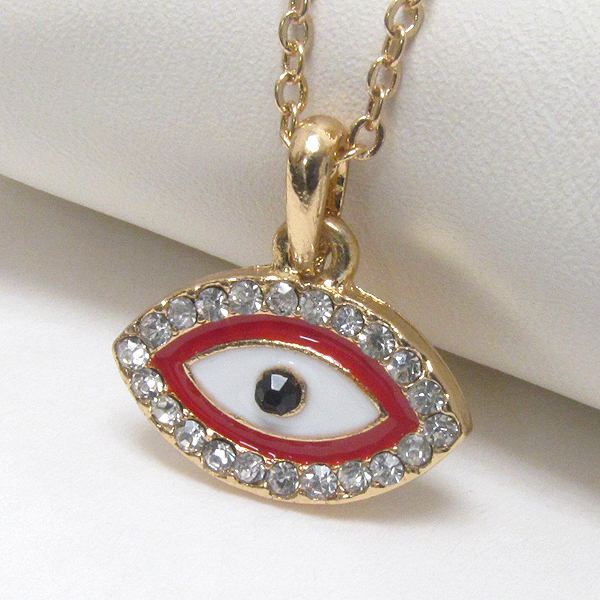 Premier electro plating crystal deco evil eye pendant necklace