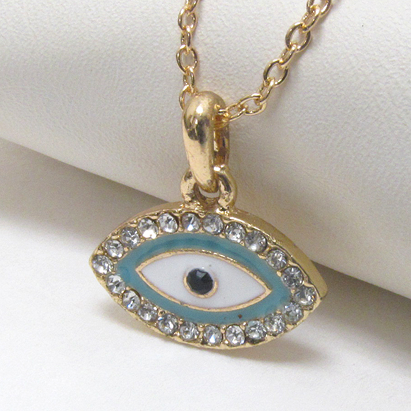 Premier electro plating crystal deco evil eye pendant necklace