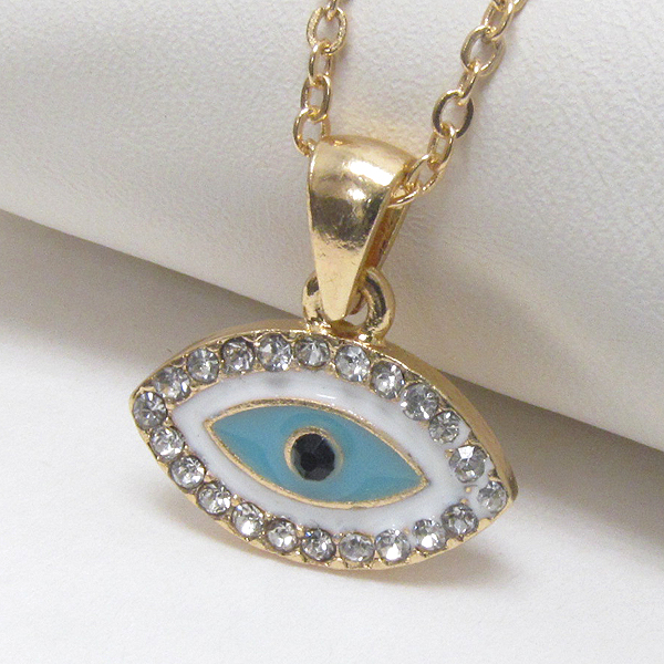 Premier electro plating crystal deco evil eye pendant necklace