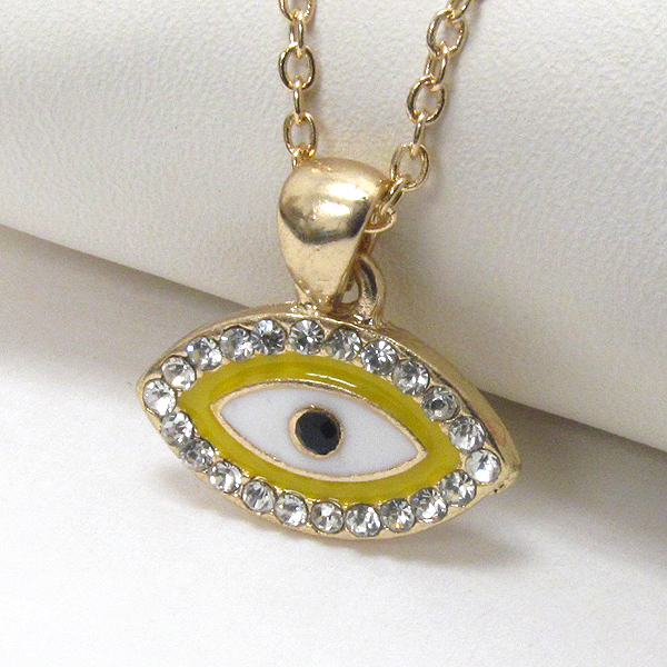 Premier electro plating crystal deco evil eye pendant necklace