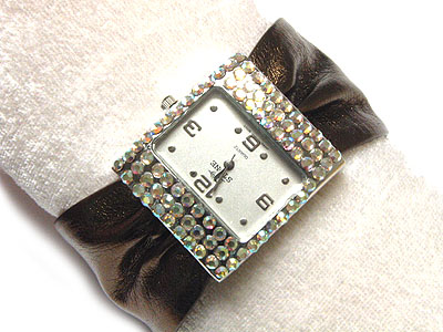 High quality flat crystal metalic scarf watch