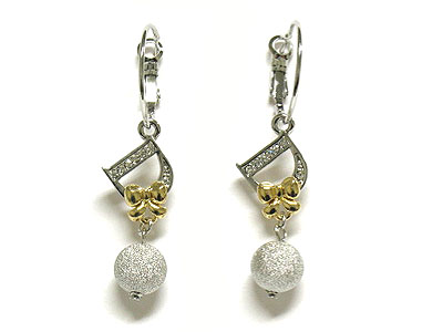 Crystal dangling letter d and ribbon and ball earring