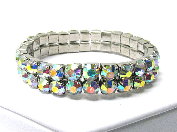 Double line 5 mm crystal stretch bracelet