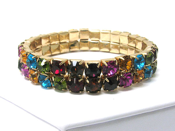 Double line 5 mm crystal stretch bracelet