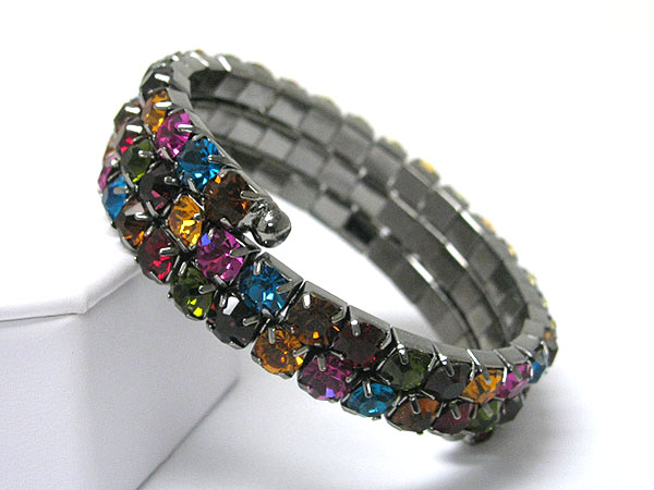 Thiple line 5 mm crystal coil stretch bracelet