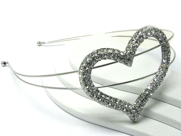 Extra large crystal stud open heart headband