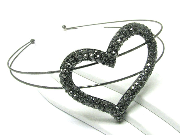 Extra large crystal stud open heart headband