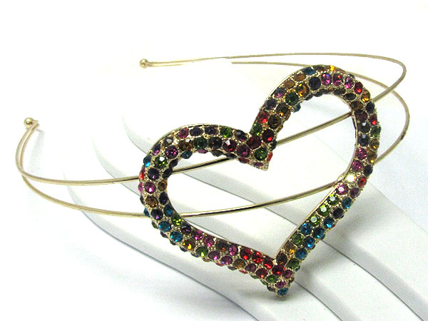 Extra large crystal stud open heart headband