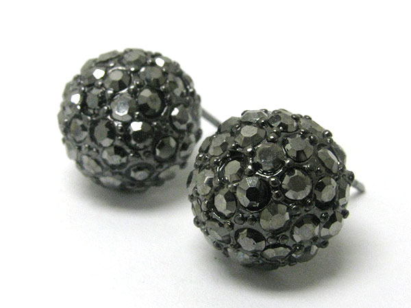 Crystal filled metal dome earring