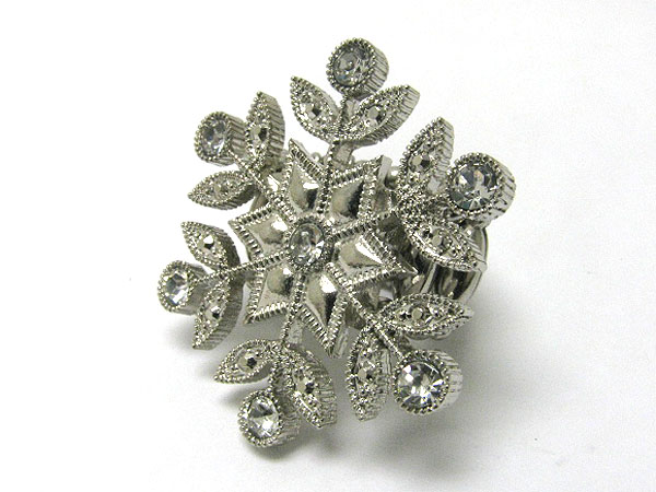 Crystal stud snowflake stretch ring