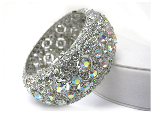 Luxury class crystal bubble metal hinge bangle