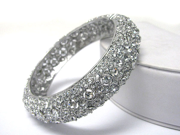 Luxury class crystal stud plain metal hinge bangle