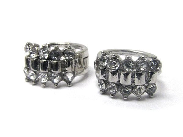 Crystal stud little huggie earring