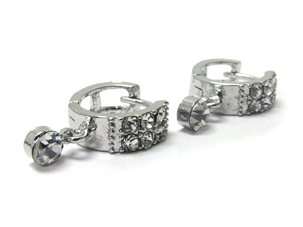 Crystal stud little huggie earring - stone drop