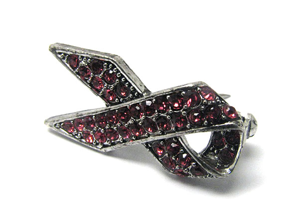 Crystal pink ribbon pin or brooch - breast cancer awareness