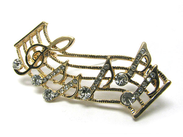 Crystal music notes pin or brooch