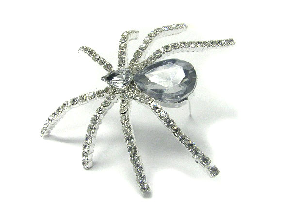 Crystal long leg spider pin or brooch