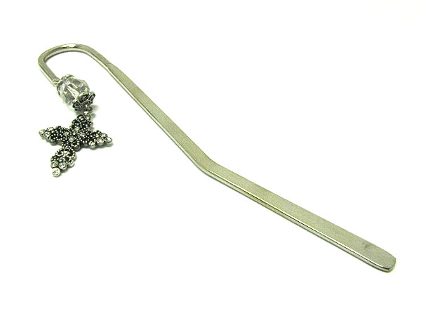 Crystal flower dangle book marker