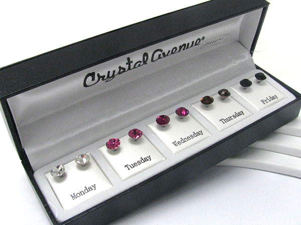 Five pair crystal earring set - 5 days set