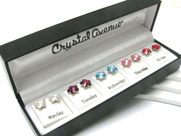 Five pair crystal earring set - 5 days set