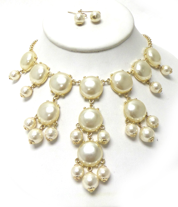 Pearl bubble shape drop necklace set