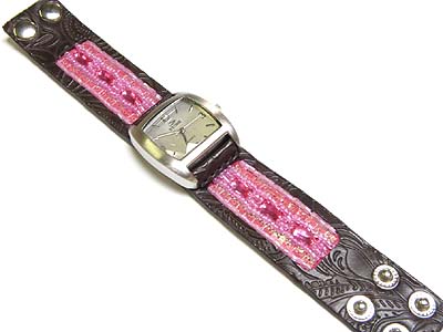 Broad crystal beads fashion watch