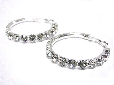 Crystal stud 50 mm hoop earring - hoops