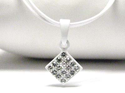 Crystal stud small metal pendant cord necklace - special price