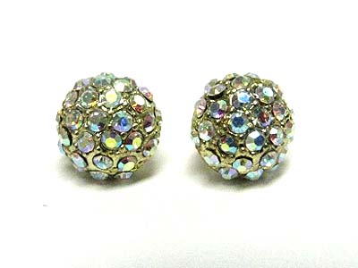 Crystal ball colored metal earring