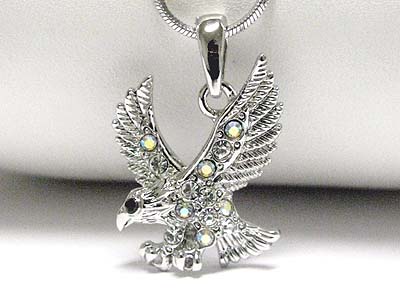 Made in korea whitegold plating crystal eagle pendant necklace