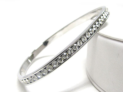 Crystal line triangle shape metal bangle