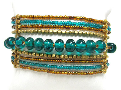 Multi row mixed beads stretch bracelet