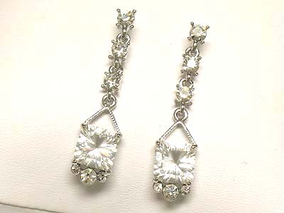 Noblesse crystal and square stone drop earring 