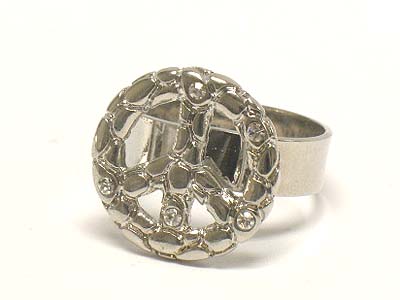 Peace pattern metal adjustable ring 