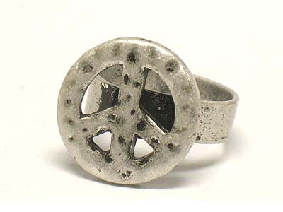 Peace pattern metal adjustable ring 