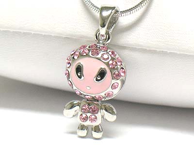 Made in korea whitegold plating crystal swarovski elvis inspired pendant necklace