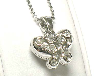 Made in korea whitegold plating crystal stud butterfly shape  pendant necklace