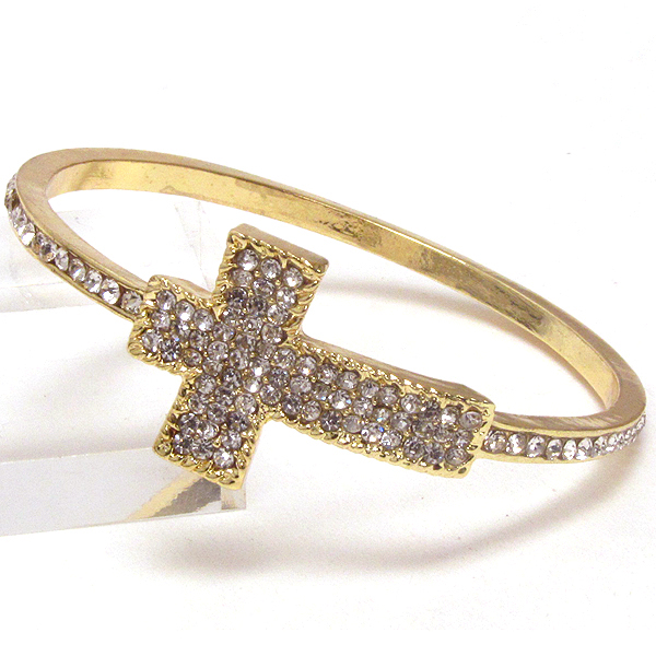 Crystal stud cross bangle bracelet