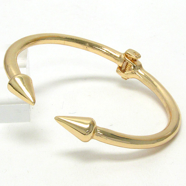 Metal spike tip hinge bangle bracelet