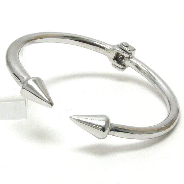 Metal spike tip hinge bangle bracelet