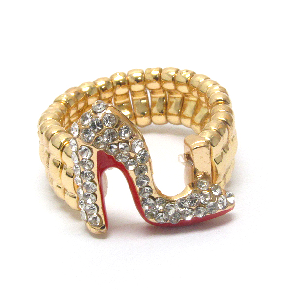 Crystal and epoxy deco high heel stretch ring