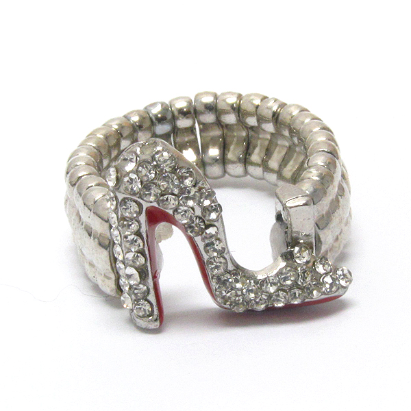 Crystal and epoxy deco high heel stretch ring