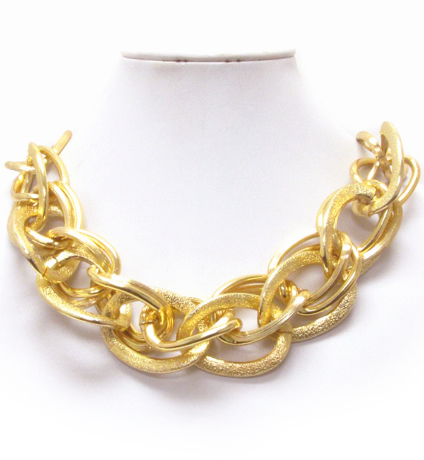 Textured multi chain link necklace